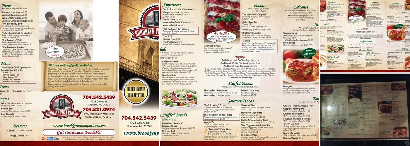 Brooklyn Pizza Parlor Menu