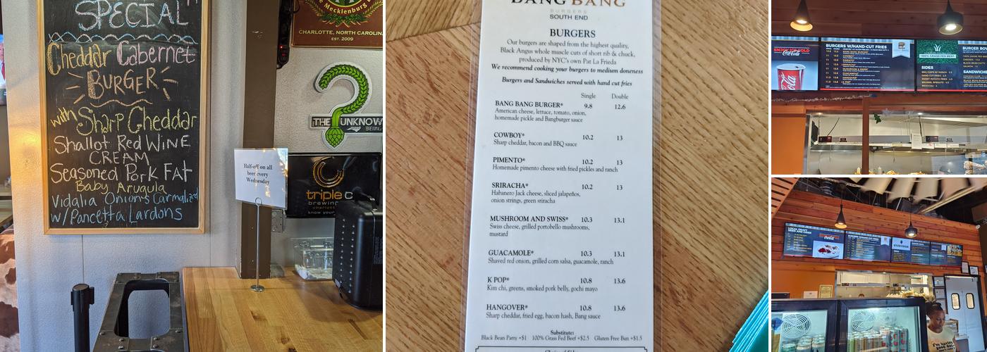 Bang Bang Burgers Menu