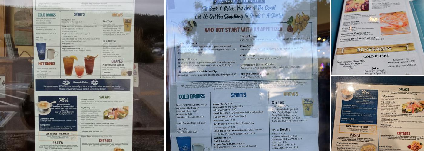 Mo's Seafood & Chowder - Cannon Beach Menu