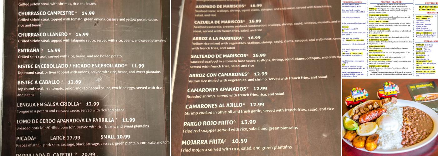 El Cafetal Menu