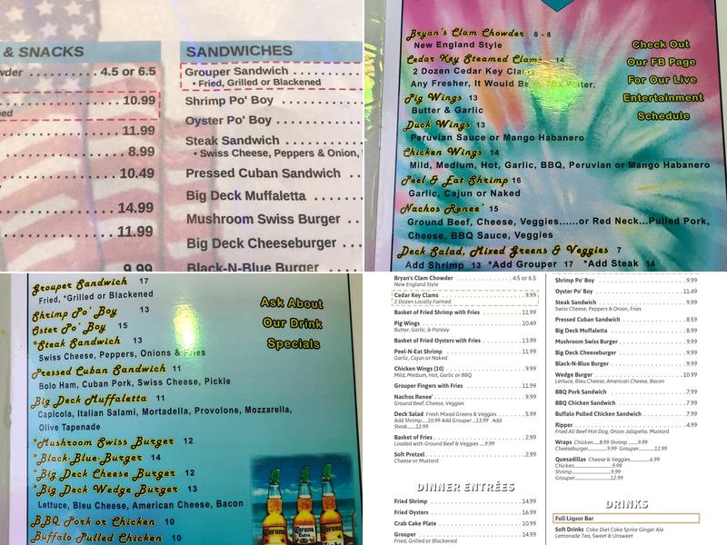 Big Deck Bar & Grill Menu