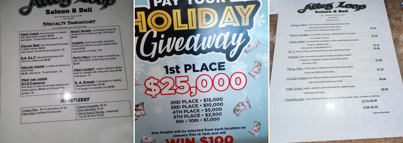 Alley Loop Saloon & Deli Menu