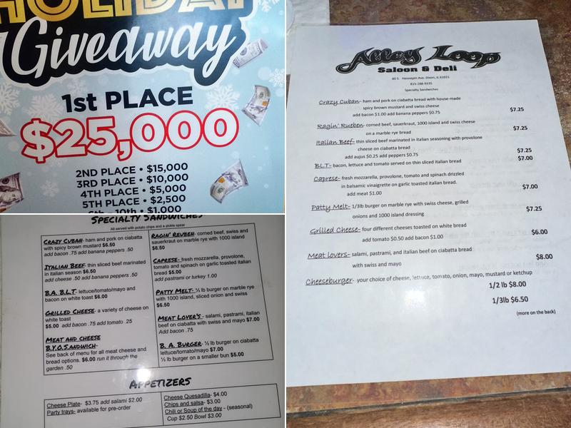 Alley Loop Saloon & Deli Menu