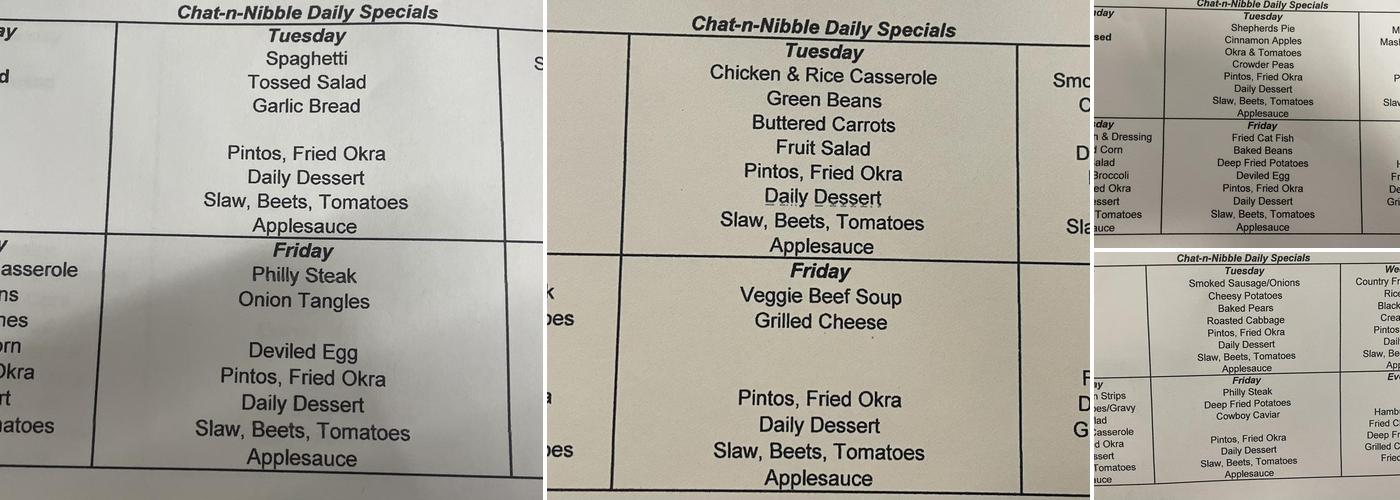 Chat-n-Nibble Menu