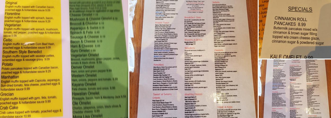 Crispy Waffle Menu