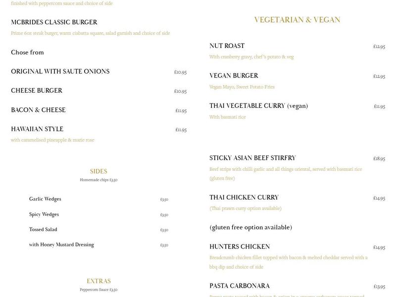 McBrides On The Square Menu