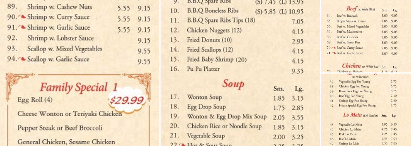 China Chef Menu