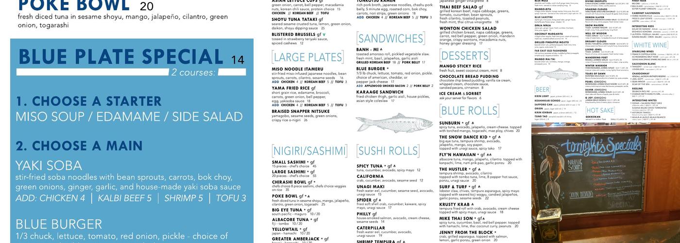 Sushi Blue Menu