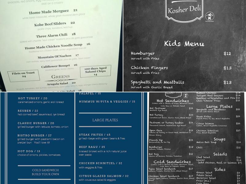 Bistro at Canyons Village Menu