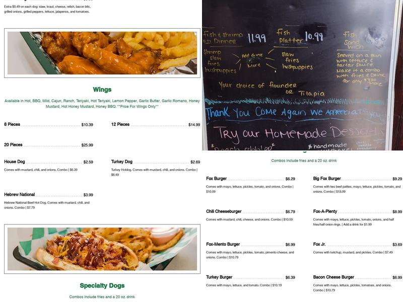 Silver Fox Grill Menu