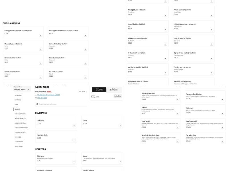 Sushi Ukai Menu
