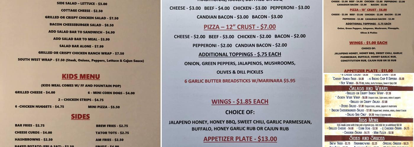 The Constitution Tavern Menu