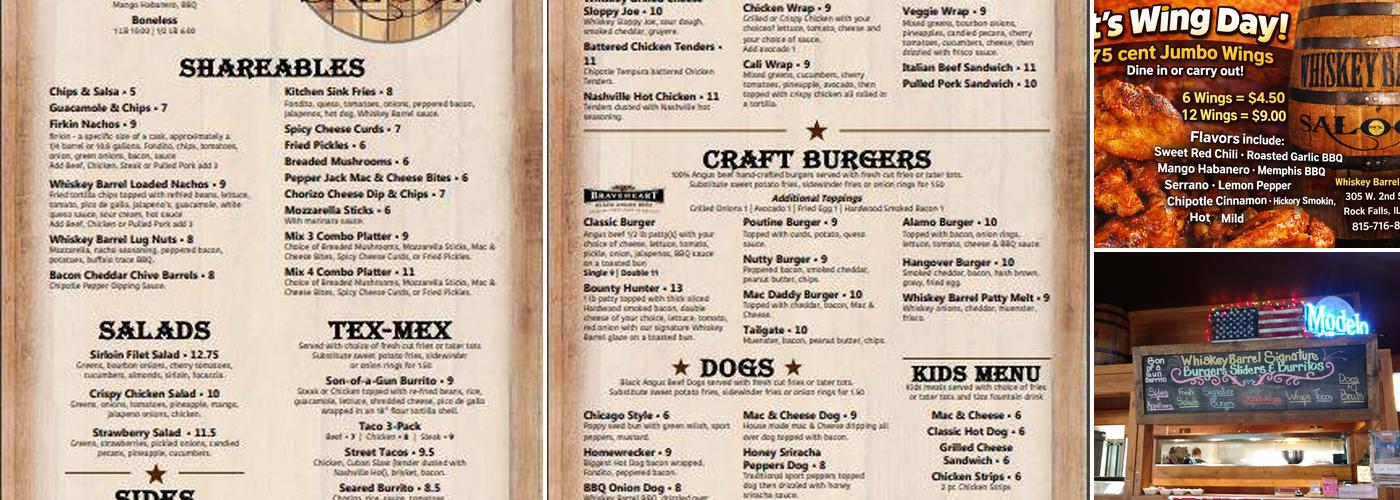 Whiskey Barrel Menu