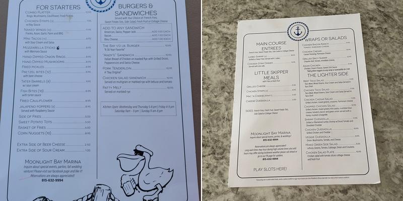 Moonlight Bay Marina & Restaurant Menu