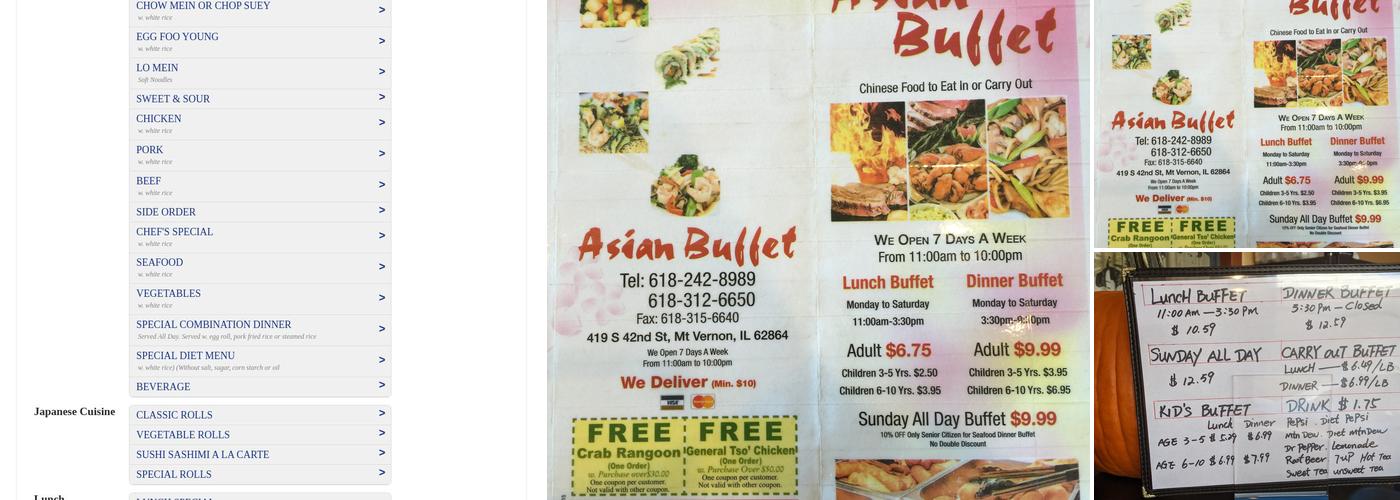 Asian Buffet Menu