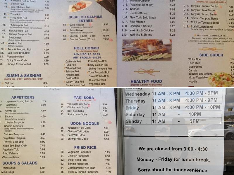 Tokyo Sushi and Hibachi Menu