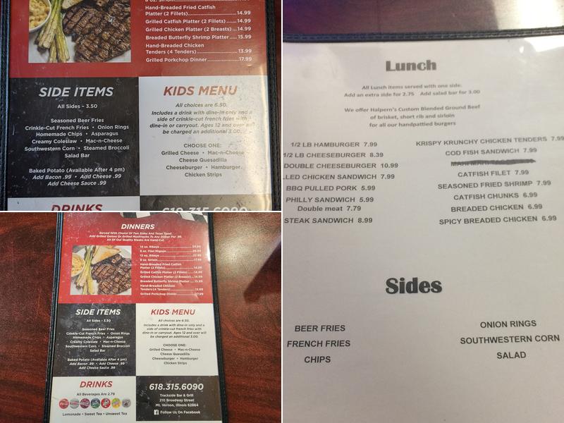 Trackside Bar & Grill Menu