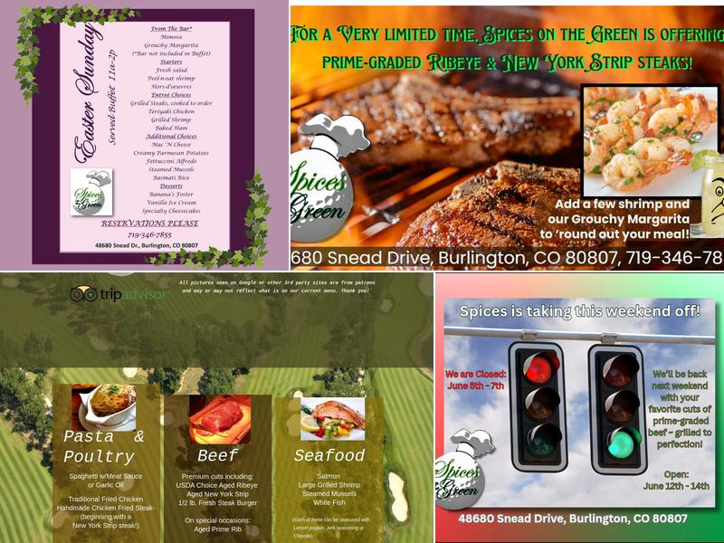 Spices On The Green Menu