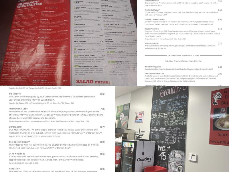 Groucho's Deli Menu