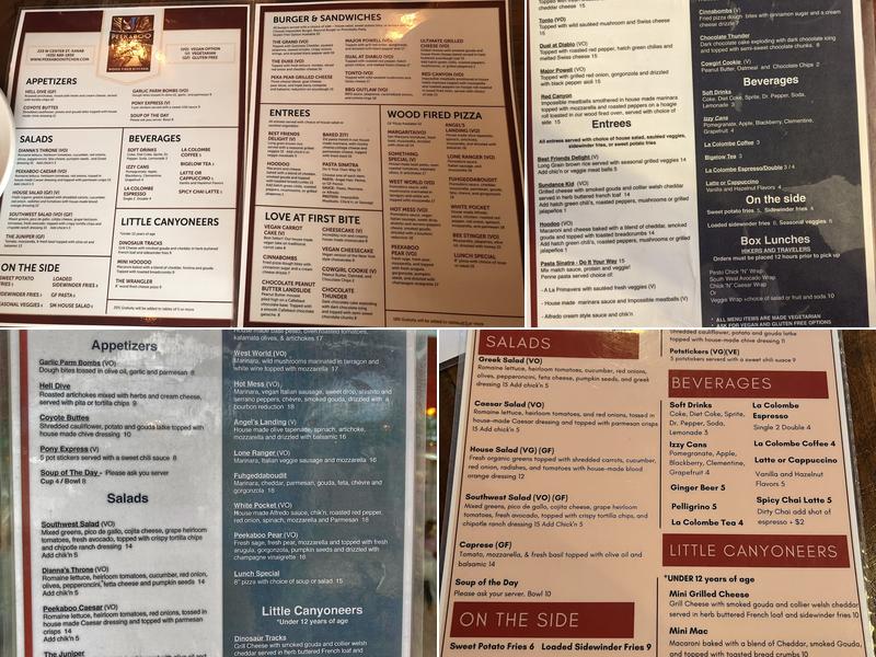 Peekaboo Canyon Wood Fired Kitchen Menu