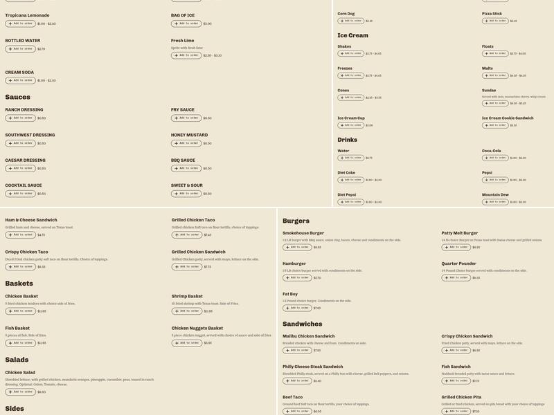 Grub Box Drive Inn Menu