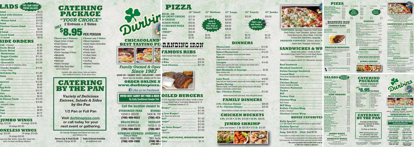 Durbins of Midlothian Menu