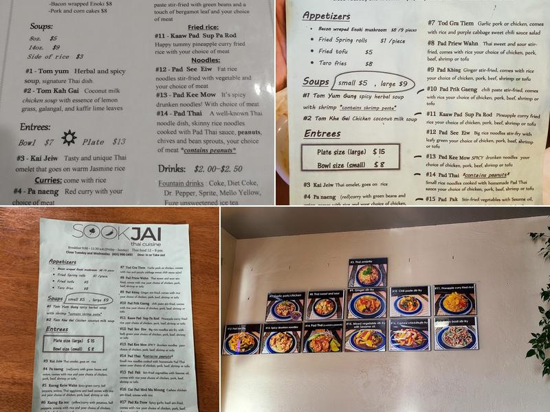 Sook Jai Thai Cuisine Menu