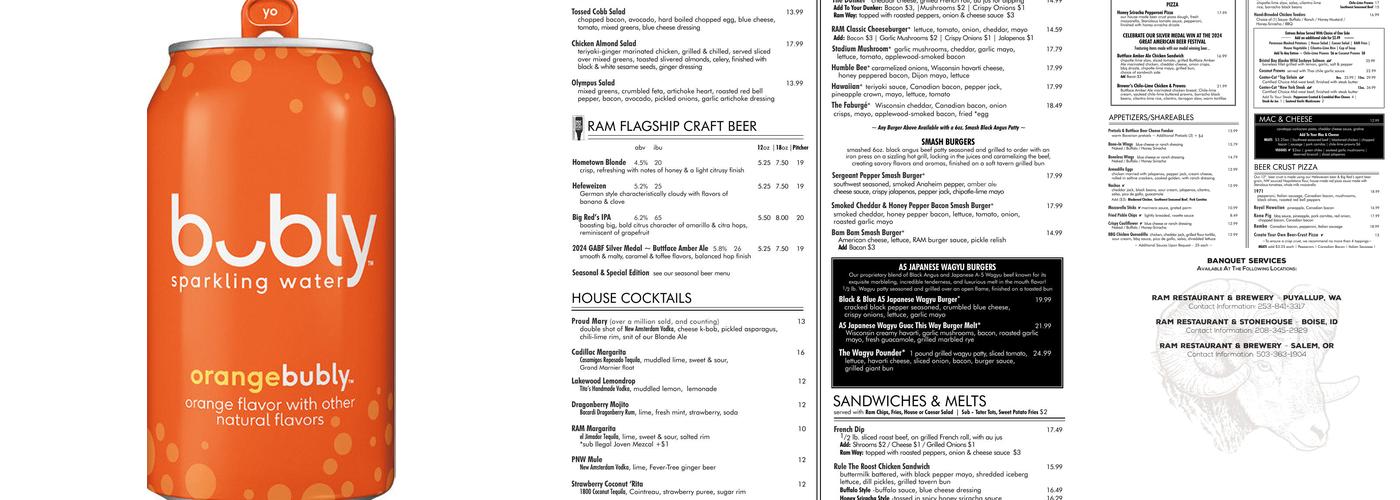 Ram Restaurant & Brewery Menu