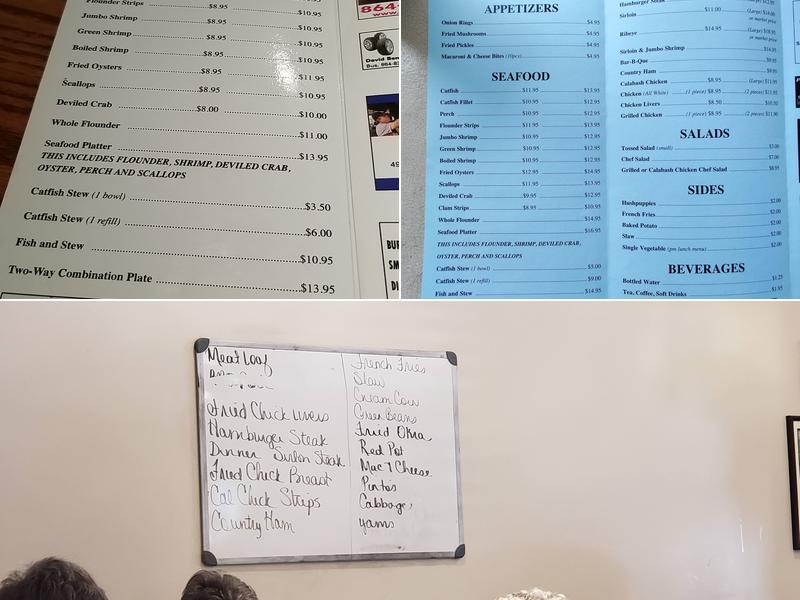 Bailey's Fish Camp Menu