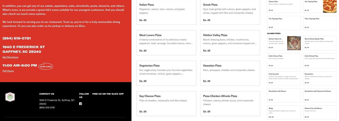 House of Pizza & Pasta Menu