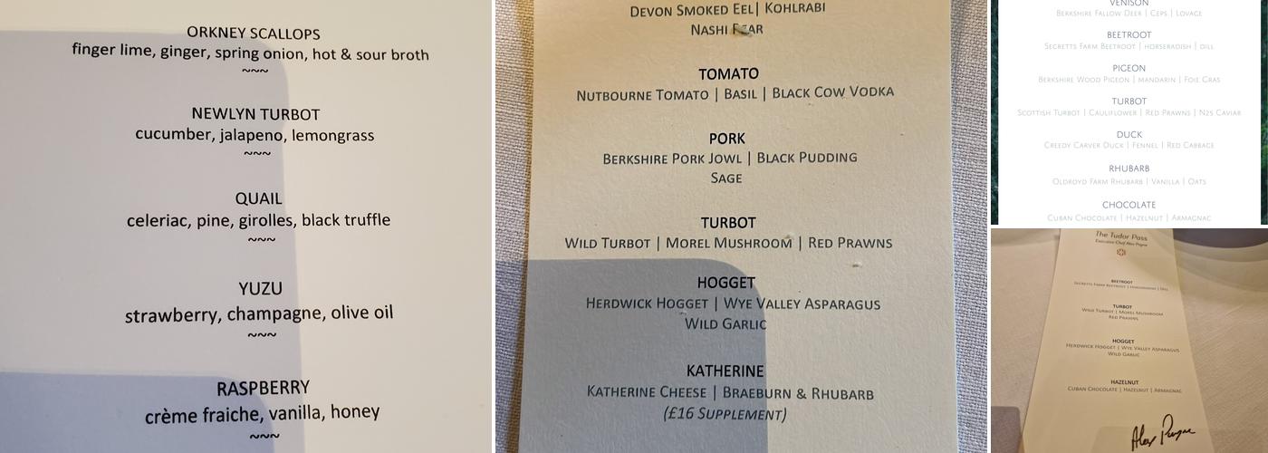 The Tudor Pass at Great Fosters Menu