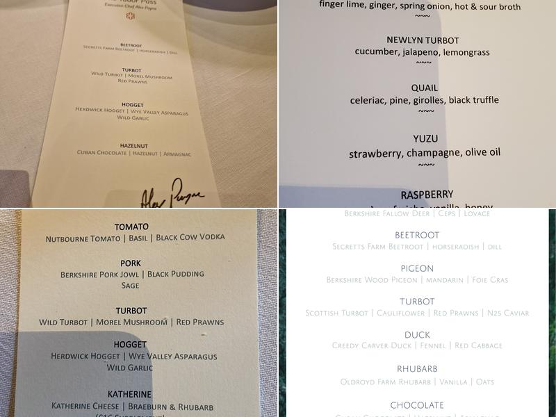 The Tudor Pass at Great Fosters Menu