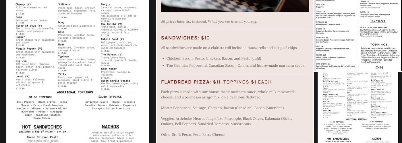 River Time Brewing Menu