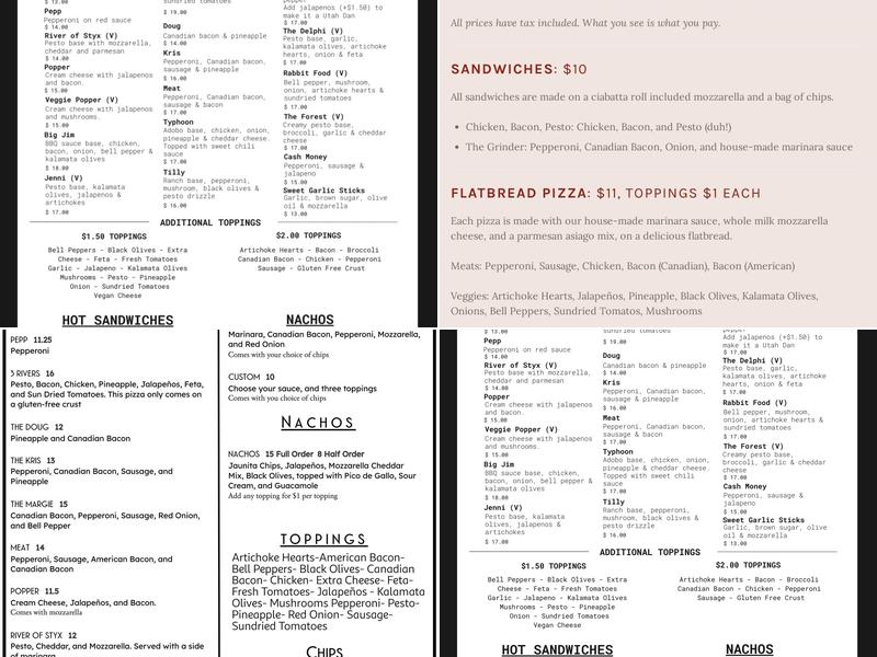 River Time Brewing Menu