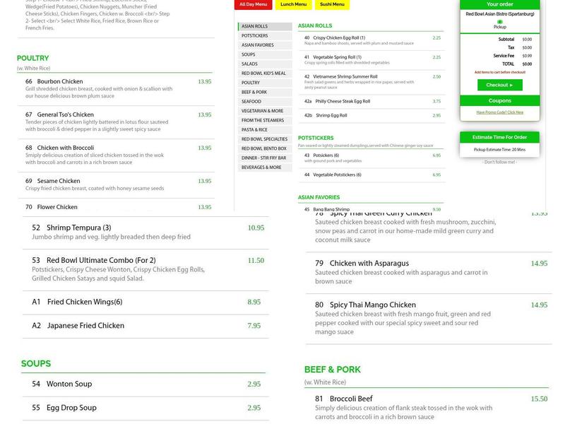 Red Bowl Asian Bistro Menu