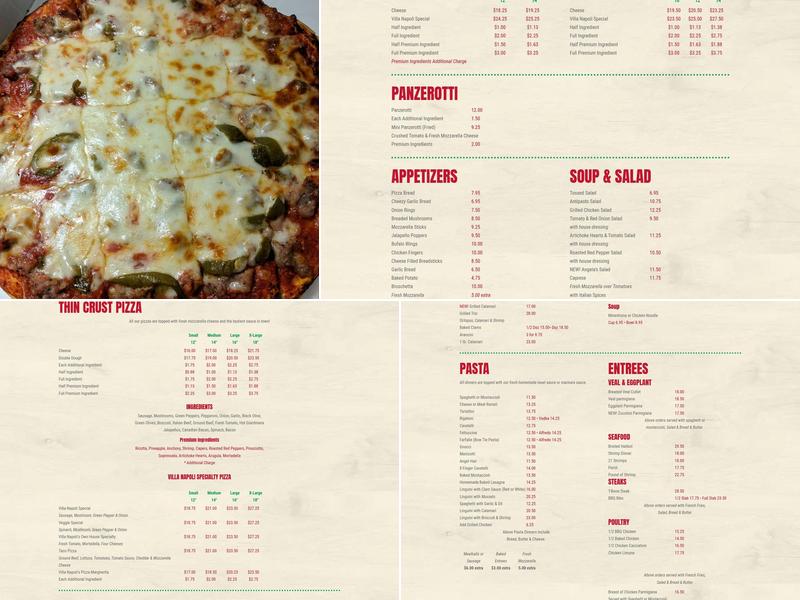 Villa Napoli Menu