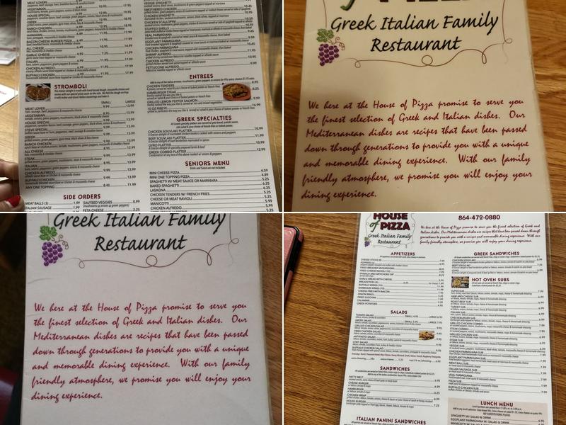Inman House of Pizza Menu