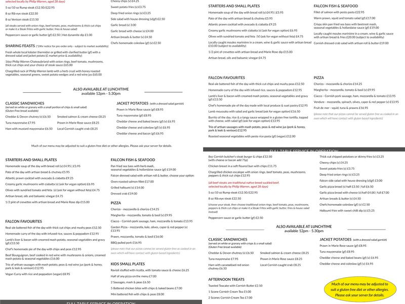 The Coachman's Bar & Grill Menu