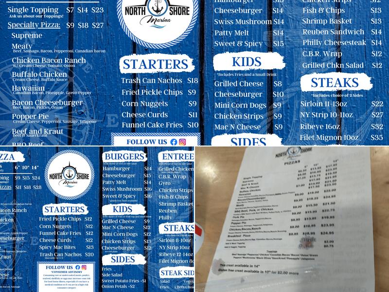 North Shore Marina & Restaurant Menu