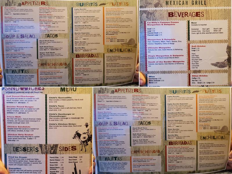 Fat Willys Menu