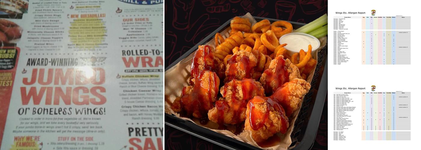 Wings Etc. Menu
