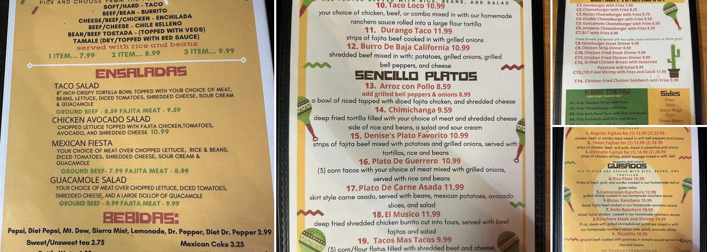 Cocina De Mi Pueblo Menu