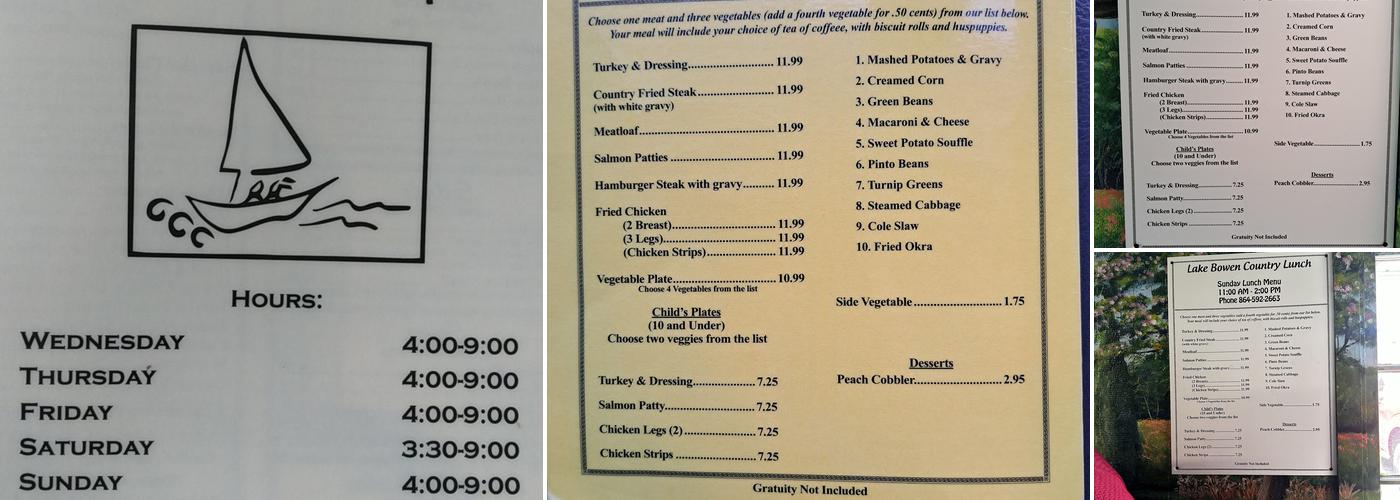 Lake Bowen Fish Camp Menu