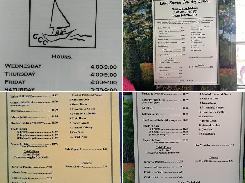 Lake Bowen Fish Camp Menu
