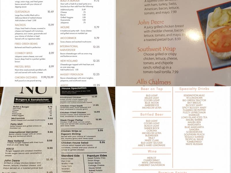 Rusty Tractor Menu