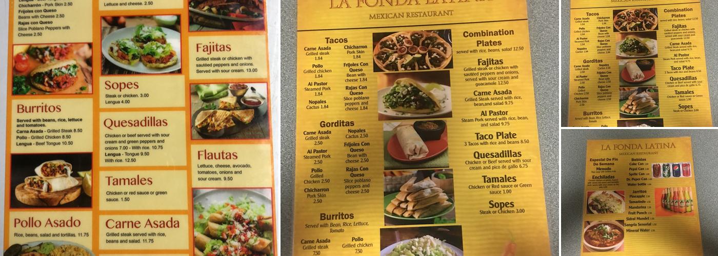 La Fonda Latina Menu