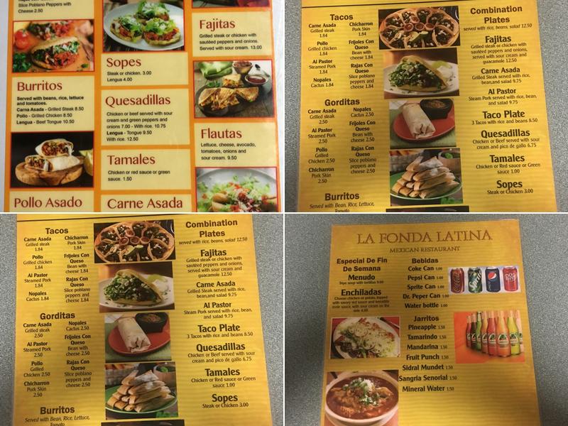 La Fonda Latina Menu