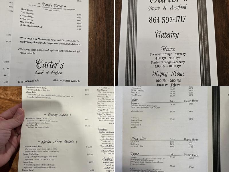 Carter's Steak & Seafood Menu