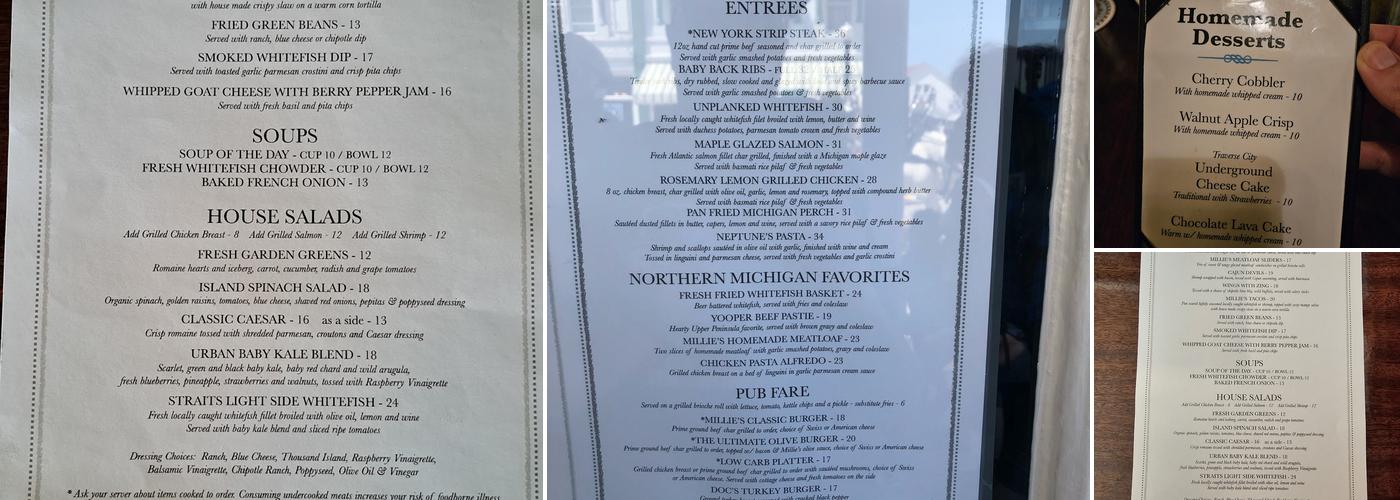 Millie's on Main Menu