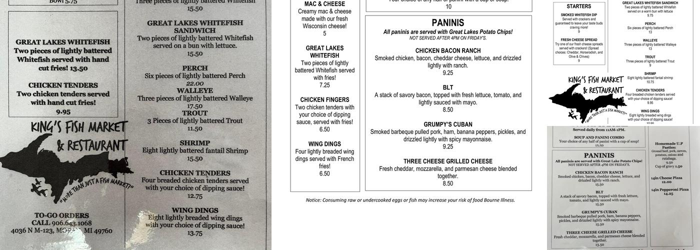 King's Fish Market Menu